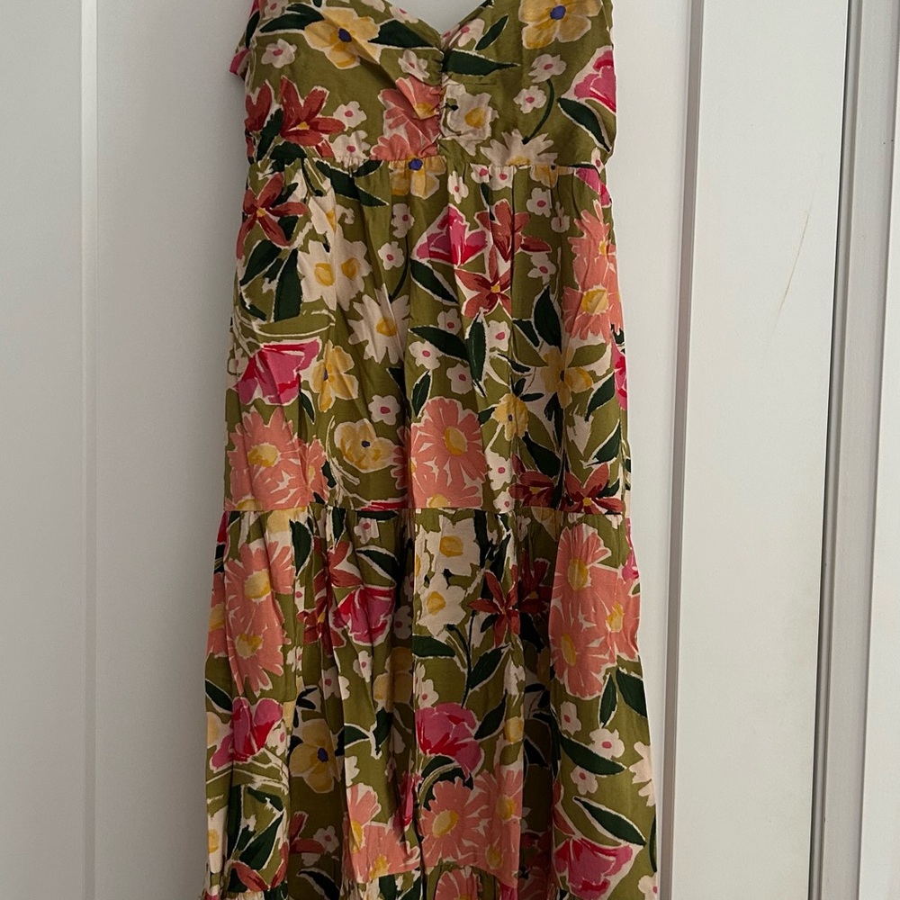 Floral Maxi Dress in Green and Pink